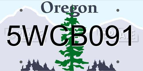 5WCB091 Oregon License Plate