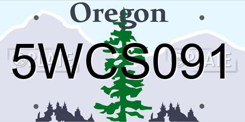 5WCS091 Oregon License Plate