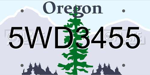 5WD3455 Oregon License Plate
