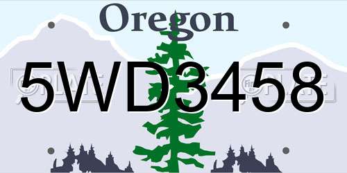 5WD3458 Oregon License Plate