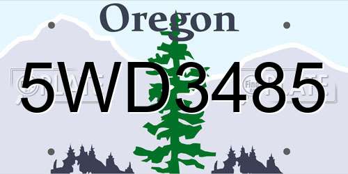 5WD3485 Oregon License Plate