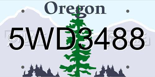 5WD3488 Oregon License Plate