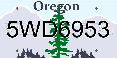 5WD6953 Oregon License Plate