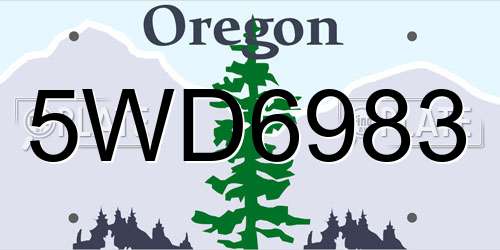 5WD6983 Oregon License Plate