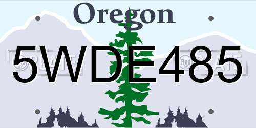 5WDE485 Oregon License Plate