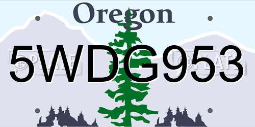 5WDG953 Oregon License Plate