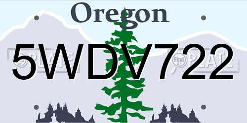 5WDV722 Oregon License Plate