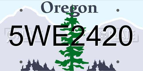 5WE2420 Oregon License Plate