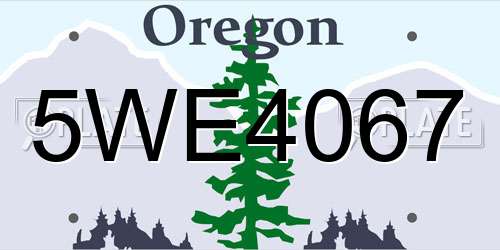 5WE4067 Oregon License Plate