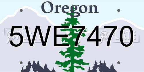 5WE7470 Oregon License Plate