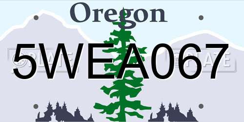 5WEA067 Oregon License Plate