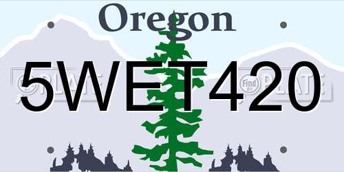 5WET420 Oregon License Plate
