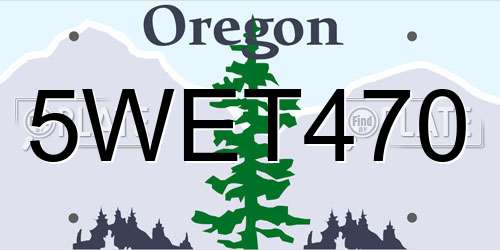 5WET470 Oregon License Plate