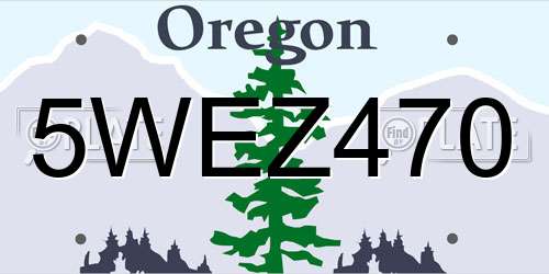 5WEZ470 Oregon License Plate