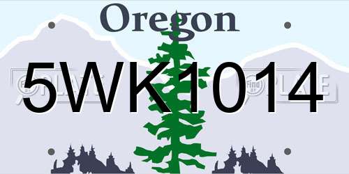 5WK1014 Oregon License Plate