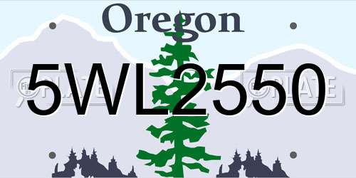 5WL2550 Oregon License Plate
