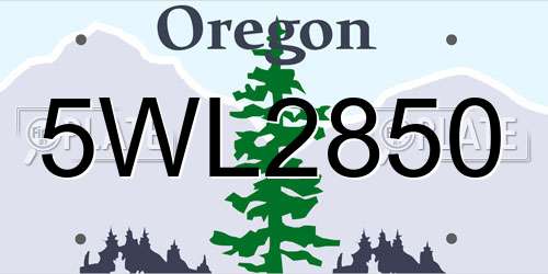 5WL2850 Oregon License Plate
