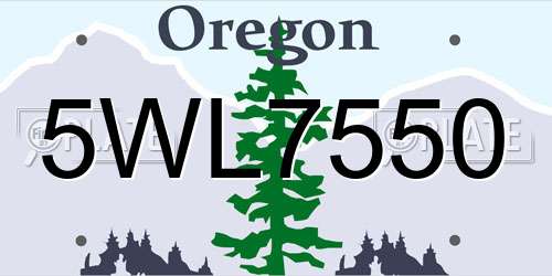 5WL7550 Oregon License Plate