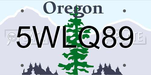 5WLQ89 Oregon License Plate