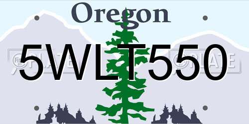 5WLT550 Oregon License Plate