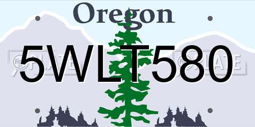 5WLT580 Oregon License Plate