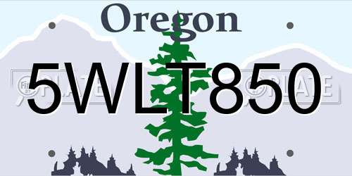 5WLT850 Oregon License Plate