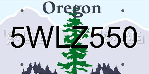 5WLZ550 Oregon License Plate