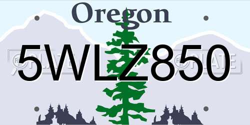 5WLZ850 Oregon License Plate