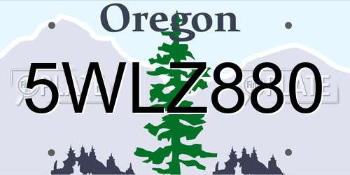5WLZ880 Oregon License Plate