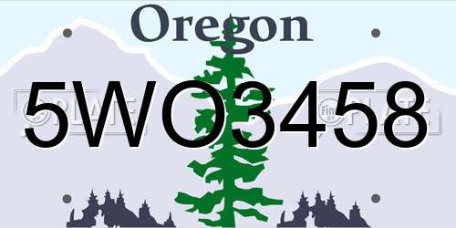 5WO3458 Oregon License Plate