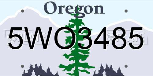 5WO3485 Oregon License Plate