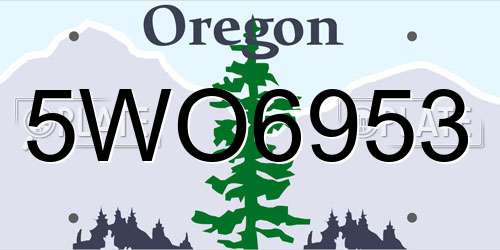 5WO6953 Oregon License Plate