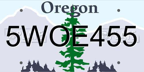 5WOE455 Oregon License Plate