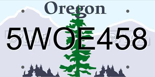 5WOE458 Oregon License Plate