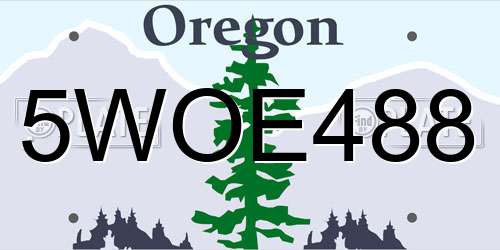 5WOE488 Oregon License Plate