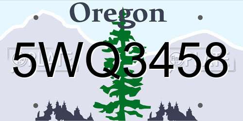 5WQ3458 Oregon License Plate