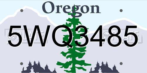 5WQ3485 Oregon License Plate