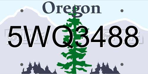 5WQ3488 Oregon License Plate