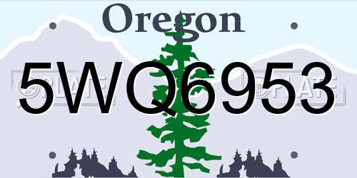 5WQ6953 Oregon License Plate