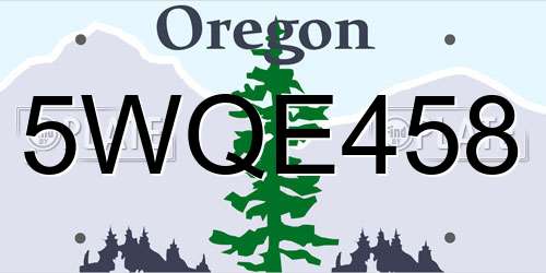 5WQE458 Oregon License Plate