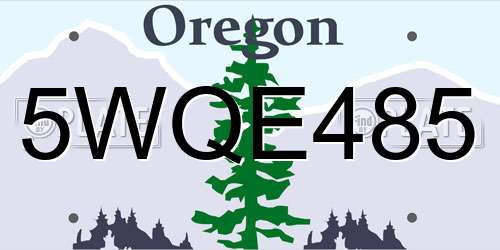 5WQE485 Oregon License Plate