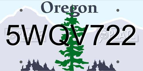 5WQV722 Oregon License Plate