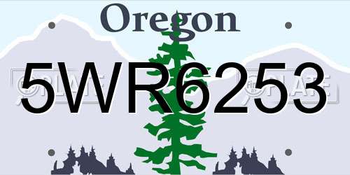 5WR6253 Oregon License Plate
