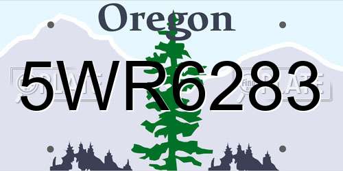 5WR6283 Oregon License Plate