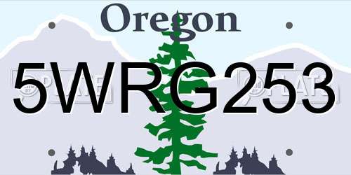 5WRG253 Oregon License Plate