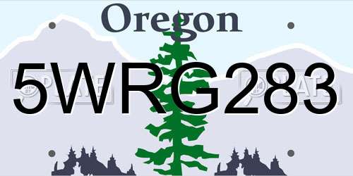 5WRG283 Oregon License Plate