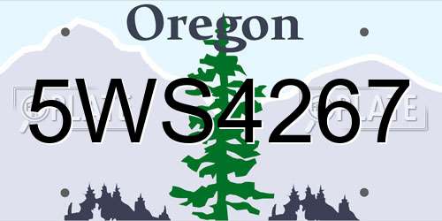 5WS4267 Oregon License Plate