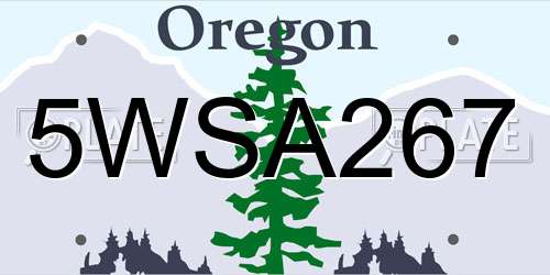 5WSA267 Oregon License Plate