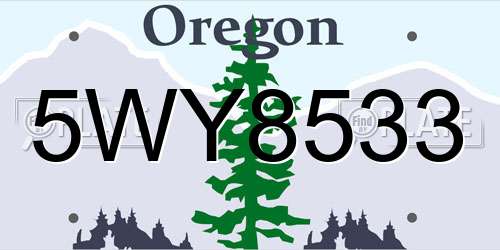 5WY8533 Oregon License Plate