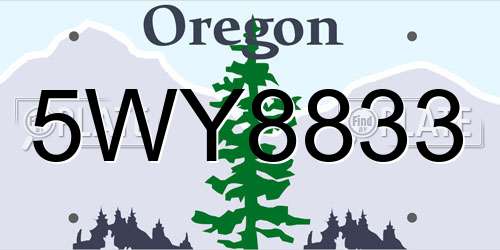5WY8833 Oregon License Plate